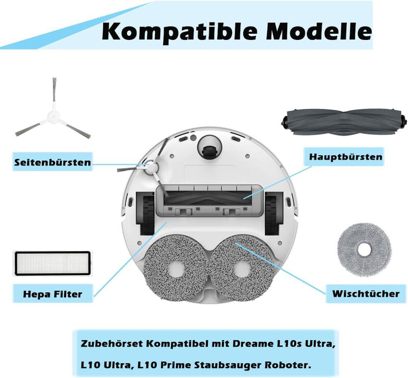 Accessoires pour Dreame Bot L10 Prime / L10s Pro / L10 Pro, brosse latérale principale, filtre Hepa, vadrouille, robot grill, pièces de rechange