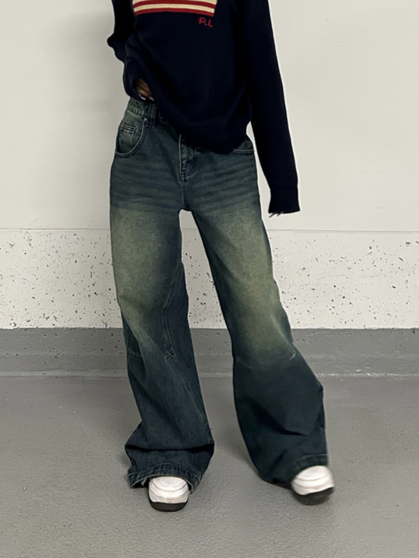 HOUZHOU винтажные мешковатые джинсы Широкие Женские гранж большие американские ретро джинсовые брюки с высокой талией женские уличные ковбойские брюки