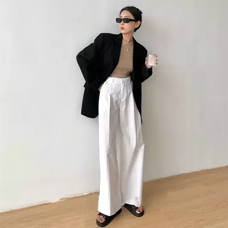 Black Long Clothing Female Coats and Jackets Gray Outerwear Loose Over Solid Jacket Dress Women's Blazers 2023 New Collection In