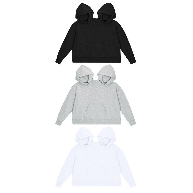 Couple Hoodie Solid Color Two Person Casual Loose Sweatshirt Long Sleeve Tops Dropship