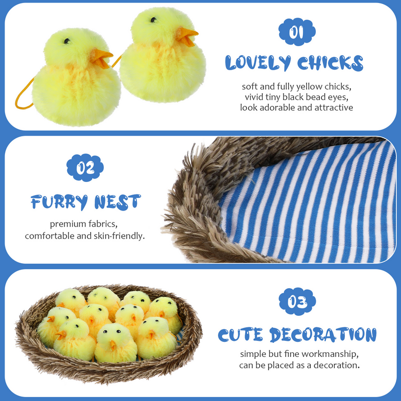 Chicken Plush Chicks Stuffed Stuffed Toy Yellow Chick Birds Decoration with Nest for Christmas Home Decoration ( 1Nest,