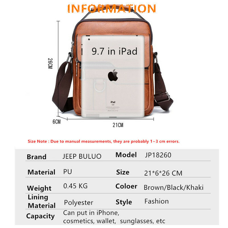 جيب BULUO-حقائب جلدية Crossbody رسول للرجال ، حقيبة يد عادية الأعمال ، حقيبة الكتف العلامة التجارية ، عالية الجودة ، جديد
