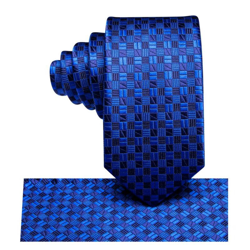 Gravata de seda xadrez azul marinho para crianças, gravata Handky, moda larga, transporte da gota, design de luxo, 120cm de comprimento, 6cm