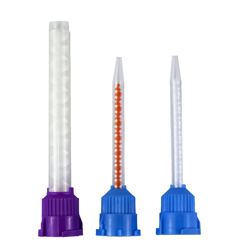 Lote de materiales de impresión de cabeza mixta dental, tubos de color para dentadura dental de laboratorio, inyección de goma de silicona desechable, 50 unidades