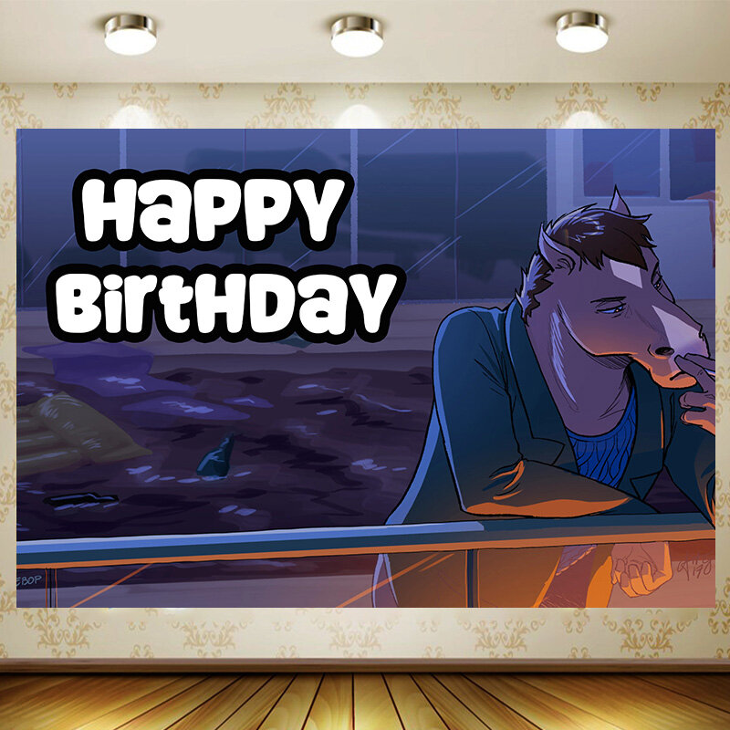 BoJack Horsema Background Boy Birthday Party Supplies Decoration Customize game Backdrop Baby Shower Banner Kid Faovr Room Decor