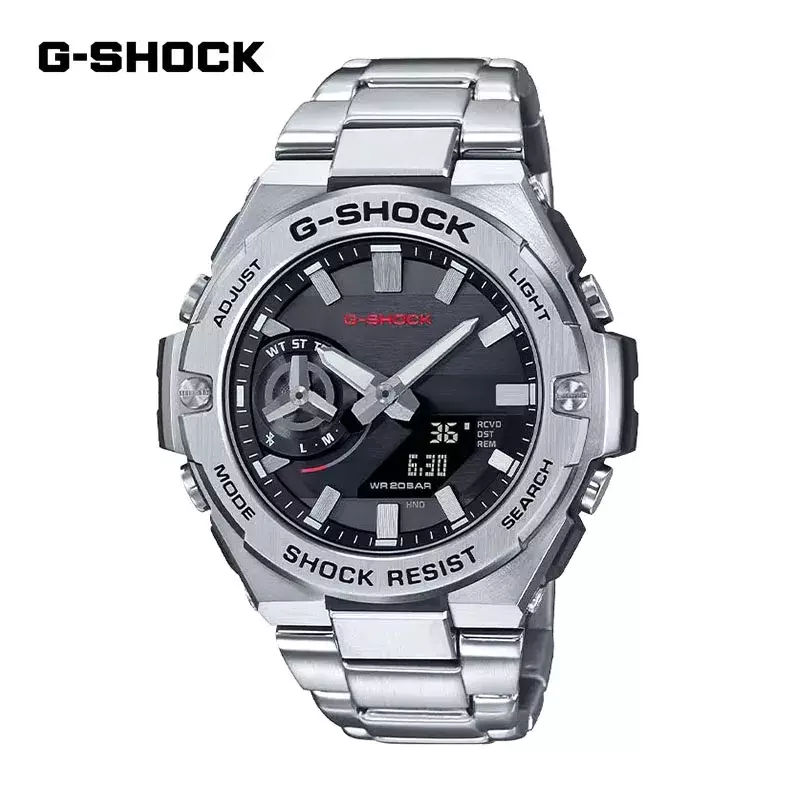 G-SHOCK-Relógio quartzo de aço inoxidável masculino, multifuncional, à prova de choque, Dual Display, casual, fashion, luxo, GST-B500