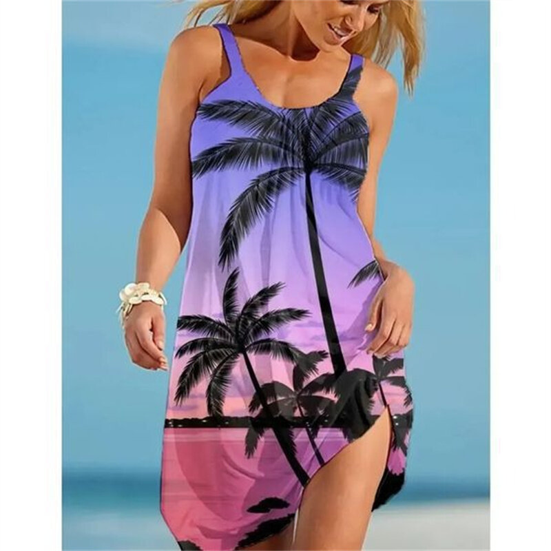 Vestido corto de verano sin mangas para mujer, minivestido holgado informal de gran tamaño, estilo Y2k, para playa y fiesta, 2024