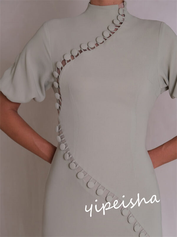 Бальное платье из Саудовской Аравии для выпускного атласное платье трапециевидной формы на пуговицах с кисточками и высоким воротником платье на заказ платья миди