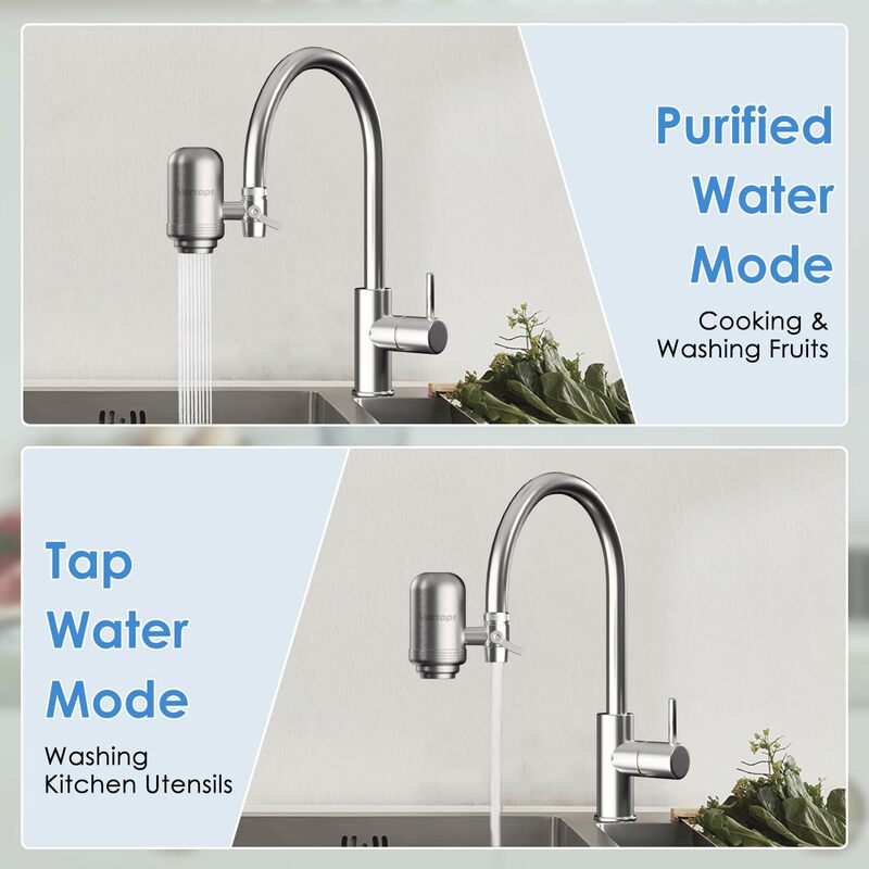 Vortopt Stainless Steel Faucet Tap Water Filter Purifier System, NSF Certified Reduces Lead, Chlorine & Bad Taste Kitchen