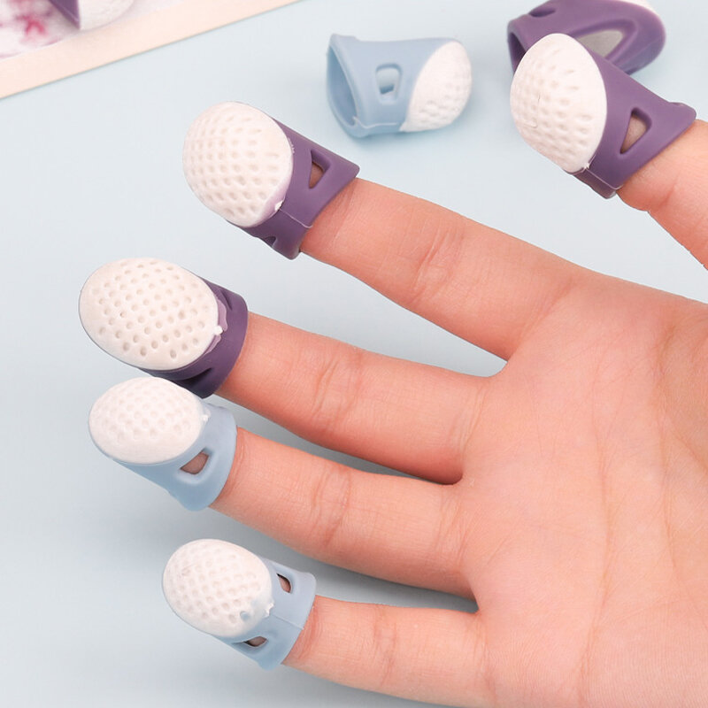 4/1PCS Thimbles Anti-slip Finger Cover Silicone Sewing Finger Tips Hollowed Protector Sleeve DIY Hand Cross-stitch Sewing Tools