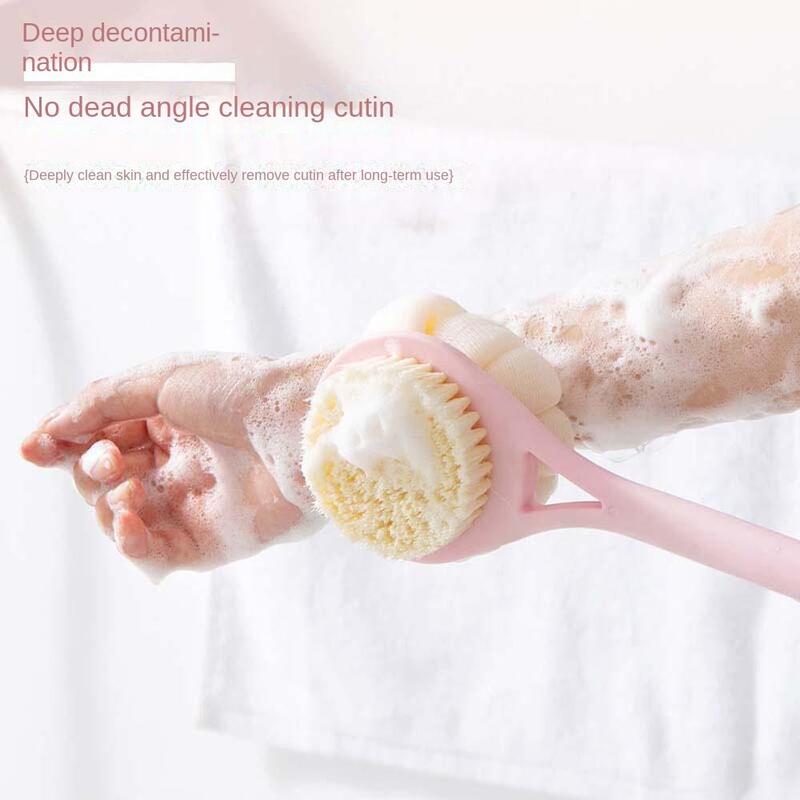 Peeling Dusche langen Griff Bade bürste Körper wäscher Bad zubehör rosa lange Bade bürste Haut massage gerät Nylon Kurve