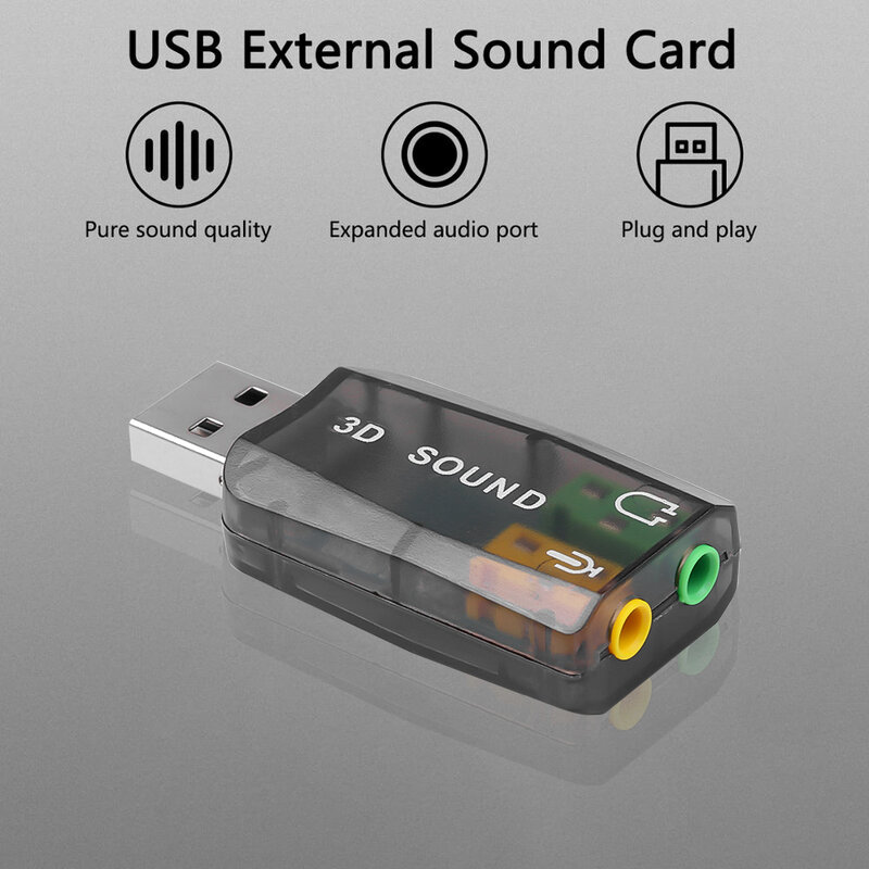 USB Sound Card External Mini Sound Card USB to 3.5mm Interface Stereo Audio Adapter for Win 7 8 Android Speaker Laptop Headset
