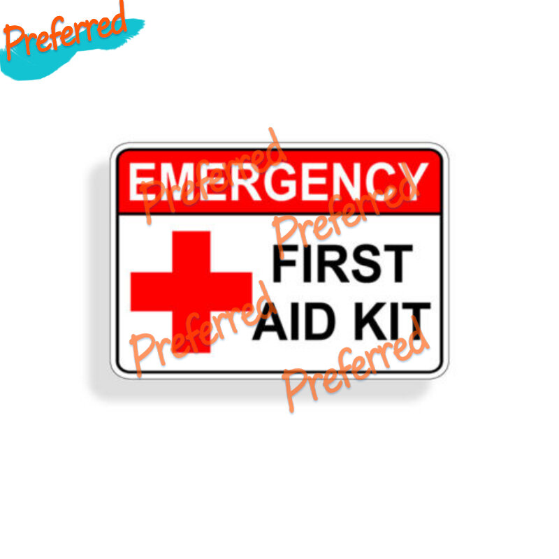 Hot Sale Emergency First Aid Kit Sticker Vinyl Decal Safety Red First Cross Logo Label Practical Sticker for Car Public Places