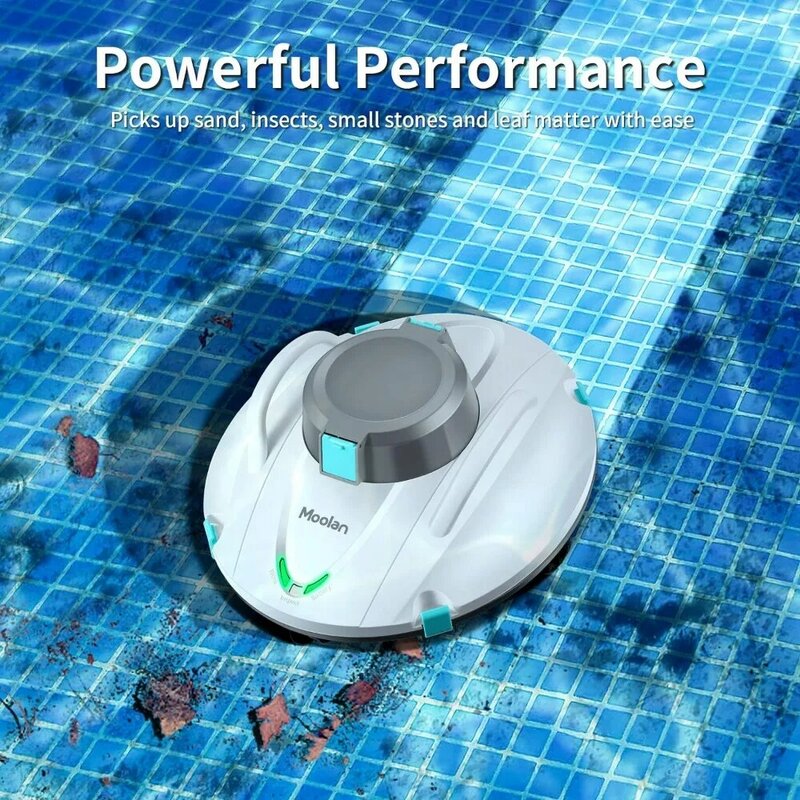 Aspirador de piscina robótico sem fio, motor duplo, estacionamento com manobrista, 140 minutos Máximo de duração