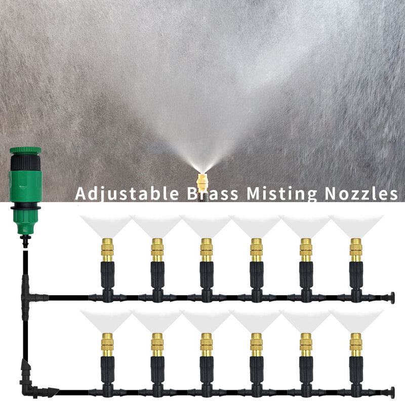 10-1 pz 4/7PVC sistema di raffreddamento a nebulizzazione per esterni irrigazione da giardino irrigazione 1/4 ''atomizzatore in ottone Micro irrigatori da giardino regolabili