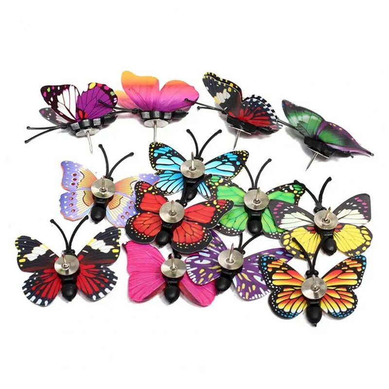 Pasadores de tablero de mensajes de amplia aplicación, tachuelas de pulgar decorativas en forma de mariposa coloridas, pasadores de empuje vibrantes para tablones de anuncios