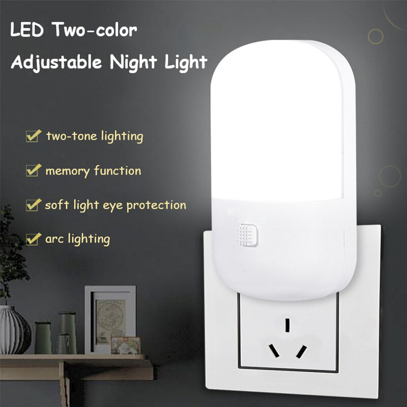 LED Night Light com Interruptor, UE e EUA Plug, Mini Luz de Parede, Quarto, Corredor, Corredores, Escadas, Lâmpada de Cabeceira, 1-10Pcs