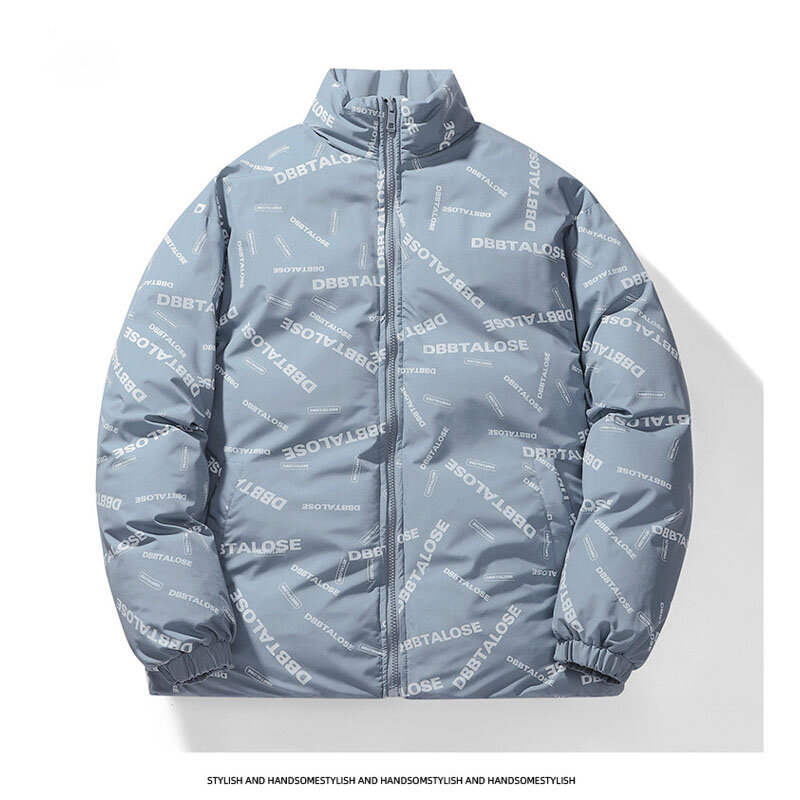 Casaco de algodão de gola reversível masculino, casaco quente espessado, casaco exterior impermeável, moda, inverno, 2023