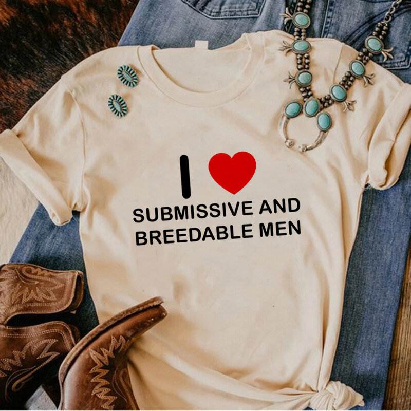 I Love Submissive 남녀공용 그래픽 일본 티셔츠, 여성 디자이너 애니메이션 스트리트웨어 의류