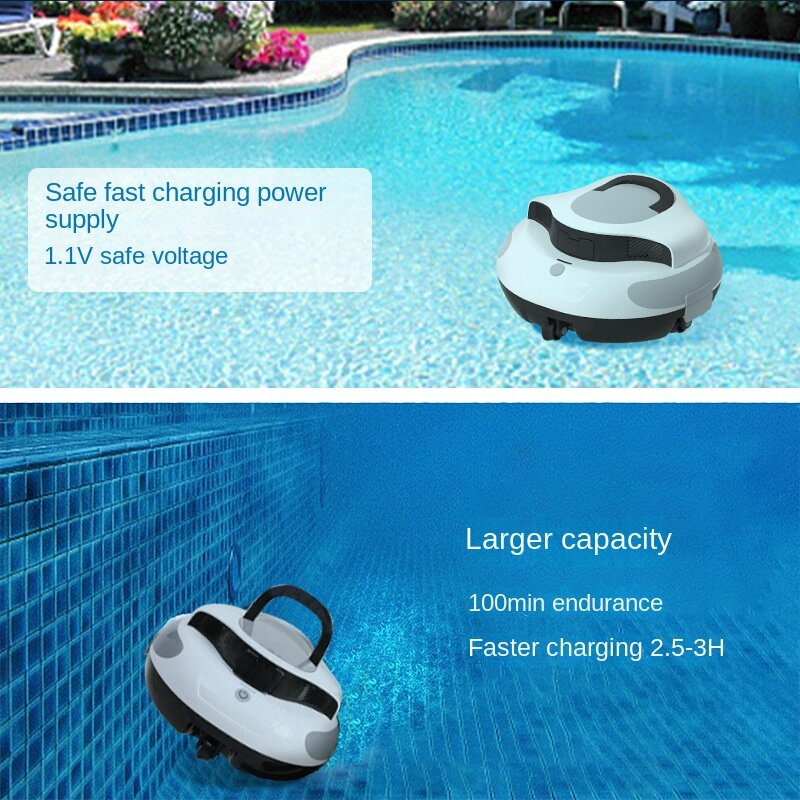 Robot de piscina de carga rápida, filtro de piscina de largo alcance, máquina de succión de piscina fuerte