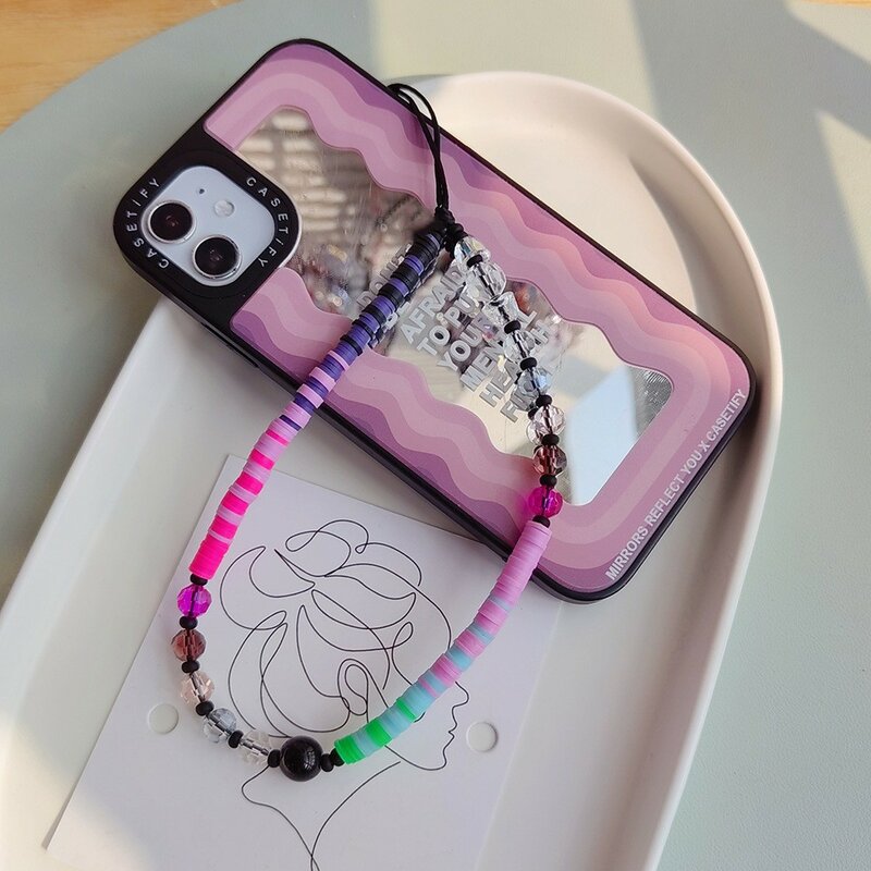 HERLOOK-correa de arcilla polimérica para teléfono móvil, cadena de joyería colorida, cordón antipérdida, Heishi