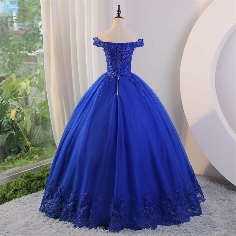 Ashley Gloria Summer New Blue Quinceanera abiti Sweet Flower Party Dress Luxury Lace Ball Gown Classic Boho Vestidos For Girls