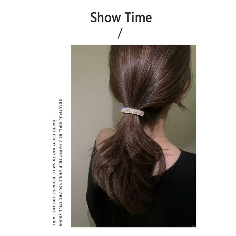 Jepit rambut ekor kuda rendah klip musim semi berlian imitasi berkilau rambut cakar mode aksesori rambut wanita lembut