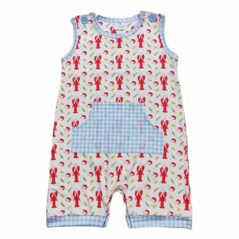 Wholesale Newborn Coverall Bodysuit Baby Boy Toddler Crawfish Romper Short Sleeves Kids Sleeveless Buttons One-piece Jumpsuit