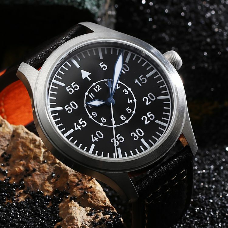 Escapement time-reloj piloto con movimiento de cuarzo VH31, cronógrafo con esfera negra tipo B o tipo A y caja de 42mm, resistente al agua, 100M