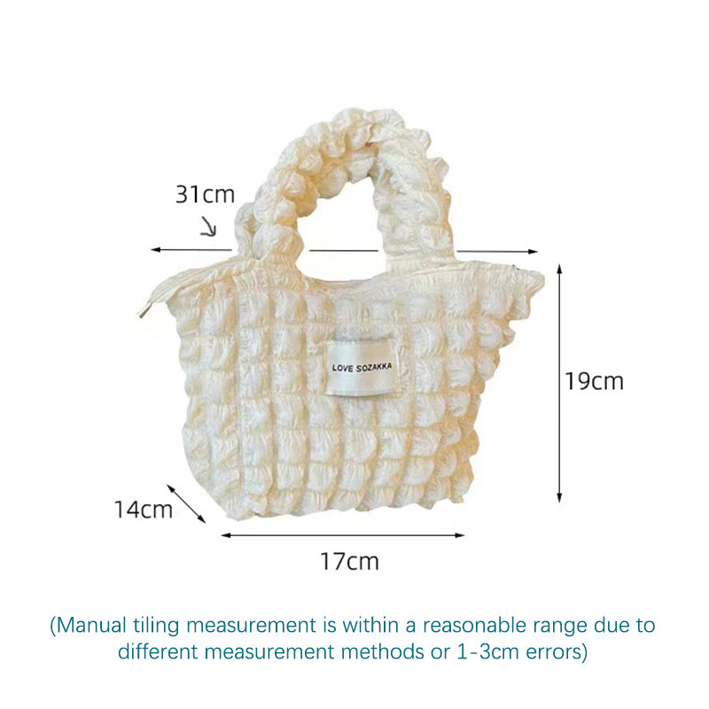 Korean Version Ins Style Fashion Bubble Hand Tote Bag Large Capacity Handbag Women Fabric Carry-on Bag For Daily Commute
