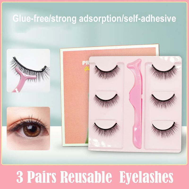 3 Pairs Long Section Real Mink False Eyelashes Thick Lashes Beauty Eyelash Lashes Tools Fake Extension Supplies B0L6