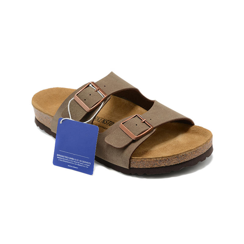 Birken-sandalias de verano para hombre y mujer, zapatos planos informales con hebilla de cuero, chanclas de corcho para playa