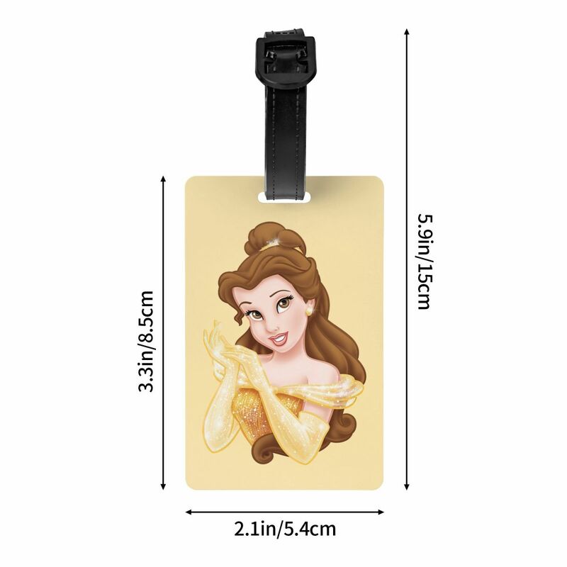 Etiqueta de equipaje de princesa bella con tarjeta de nombre, cubierta de privacidad, etiqueta de identificación para maleta, La Bella y La Bestia
