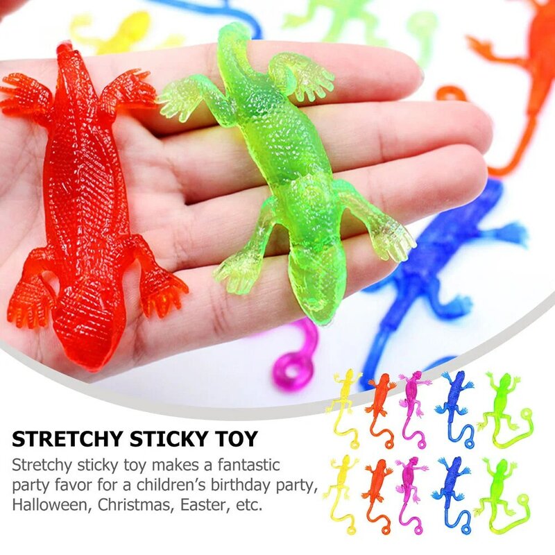 Lagarto pegajoso de 15 piezas para niños, juguetes creativos elásticos, lagartos pegajosos divertidos