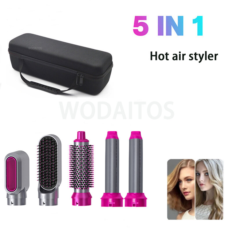 Pente secador elétrico, ondulação do cabelo, kit de escova destacável, 5 em 1, modelador de cabelo, ferro, reto