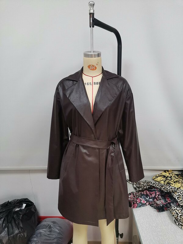 Женская Короткая кожаная куртка-Блейзер, весна-осень 2024