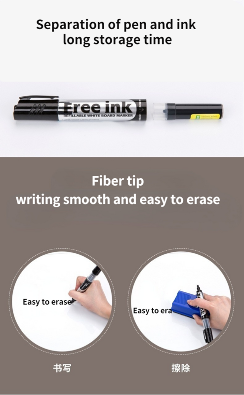 Gxin G-218 10 Pcs Erasable Whiteboard Markers,Free Shipping,Replaceable Refill,Fiber Tip,Water-based Ink,School MeetingSupplies.