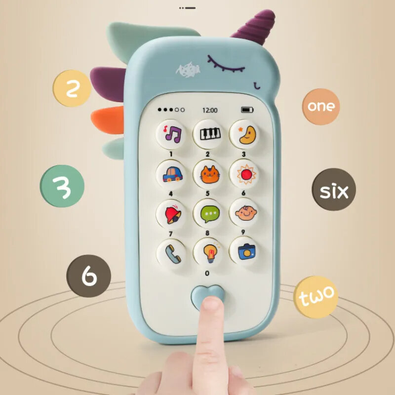 Mainan ponsel simulasi musik kartun bayi mainan anak mesin cerita edukasi dini suara belajar bilingual mainan binatang lucu