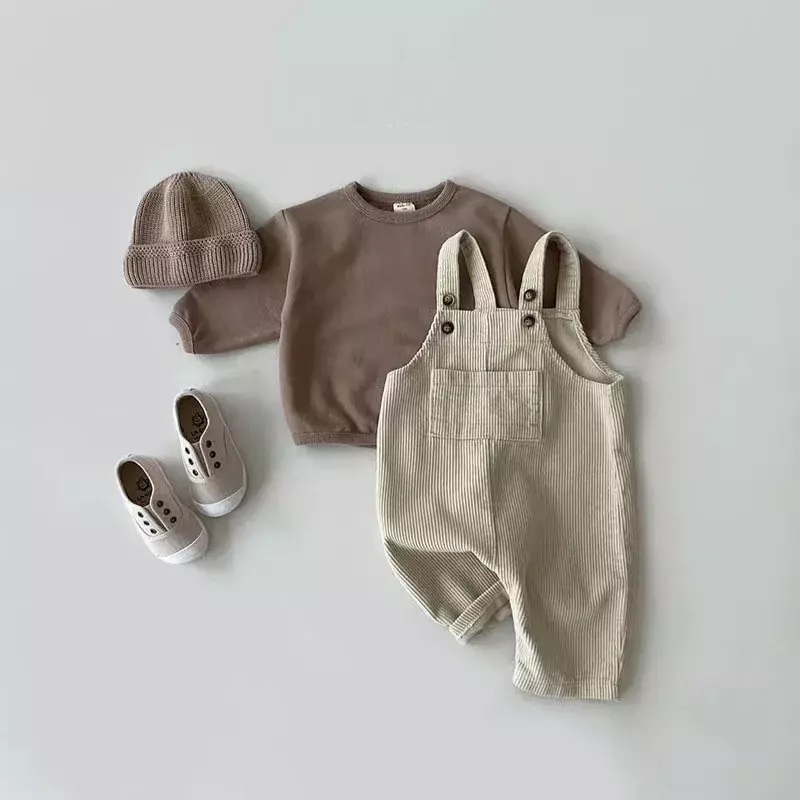 Pelele de pana liso para bebé, niño y niña, mono, ropa de otoño e invierno