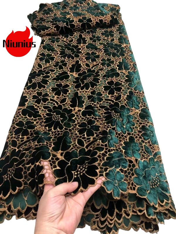 5Yards 2024 delicato elegante ultimo popolare tessuto di velluto ricamato Austria di alta qualità per abito da sera da festa muslimah