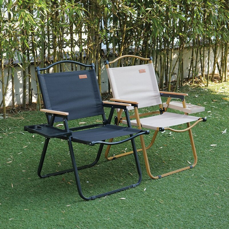IRiver chaise de camping pliante support plateau porte-gobelet table d'appoint IE-CP01
