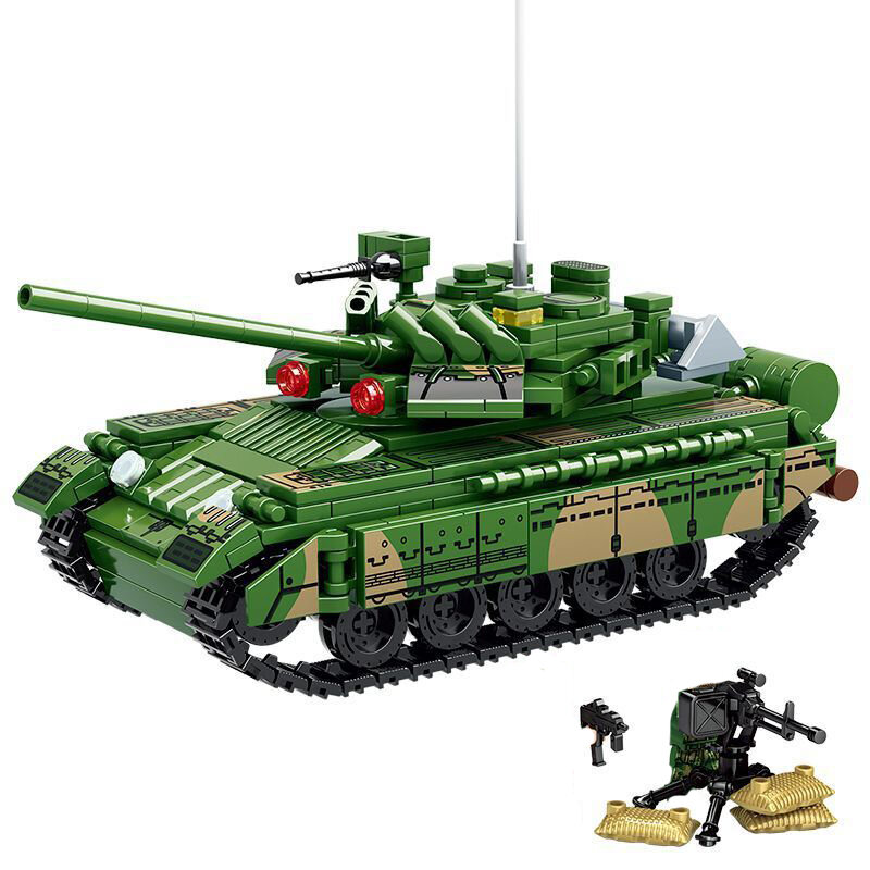 Military Vehicles T-80 Main Battle Tank USSR US Building Blocks World War 2 Army Action Figure Bricks Kit ww2 Model Kids Toys