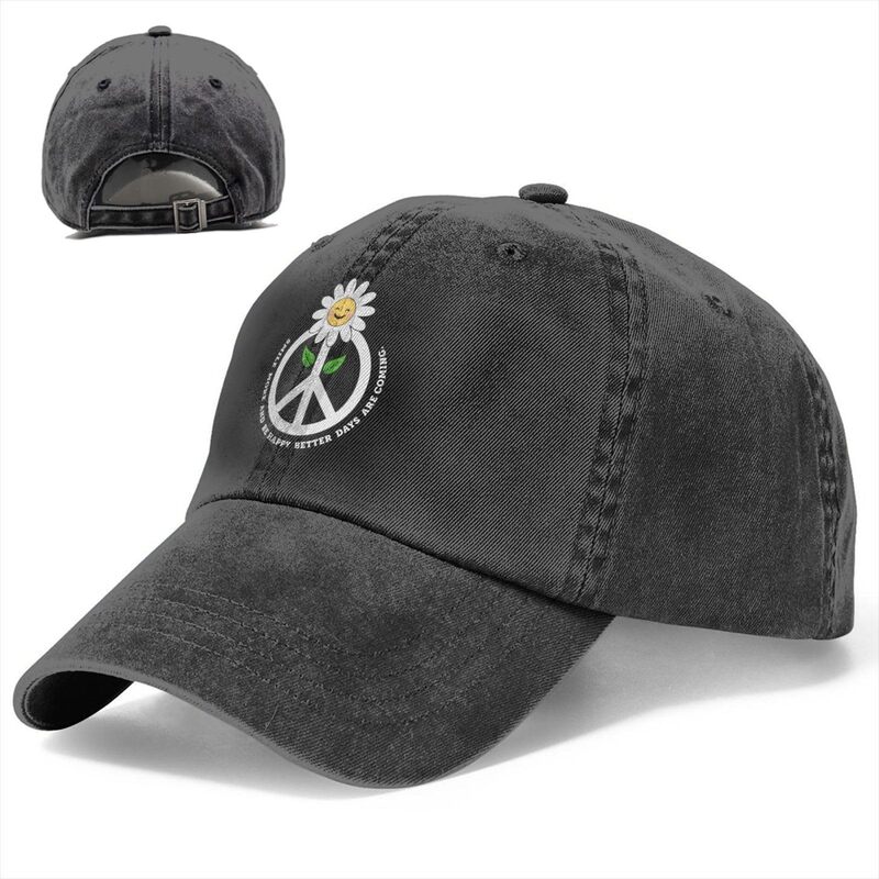 Topi bisbol Pria Wanita, tanda perdamaian senyum lebih aster topi ayah Golf asli dapat disesuaikan profil rendah klasik topi katun Pria Wanita