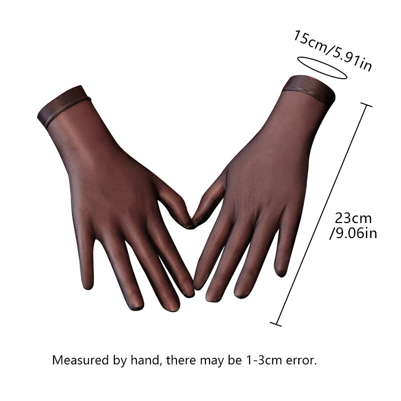 New Ultra-Thin Oil Shiny Women's Wrist Gloves See-Through Transparent Glossy Seamless Mittens Full Finger Female Sexy Gloves