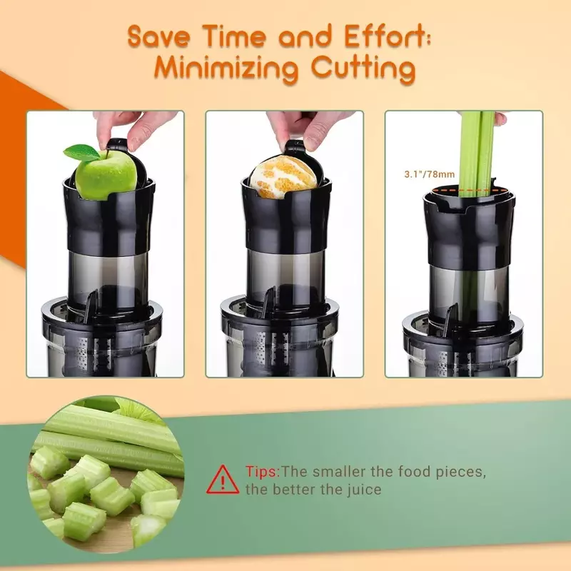 Juicer Machines-Up to 92% Juice Yield Compact Slow Juicer 3.1" Wide Chute Cold Press Juicer for High Nutrient Fruits Vegetables