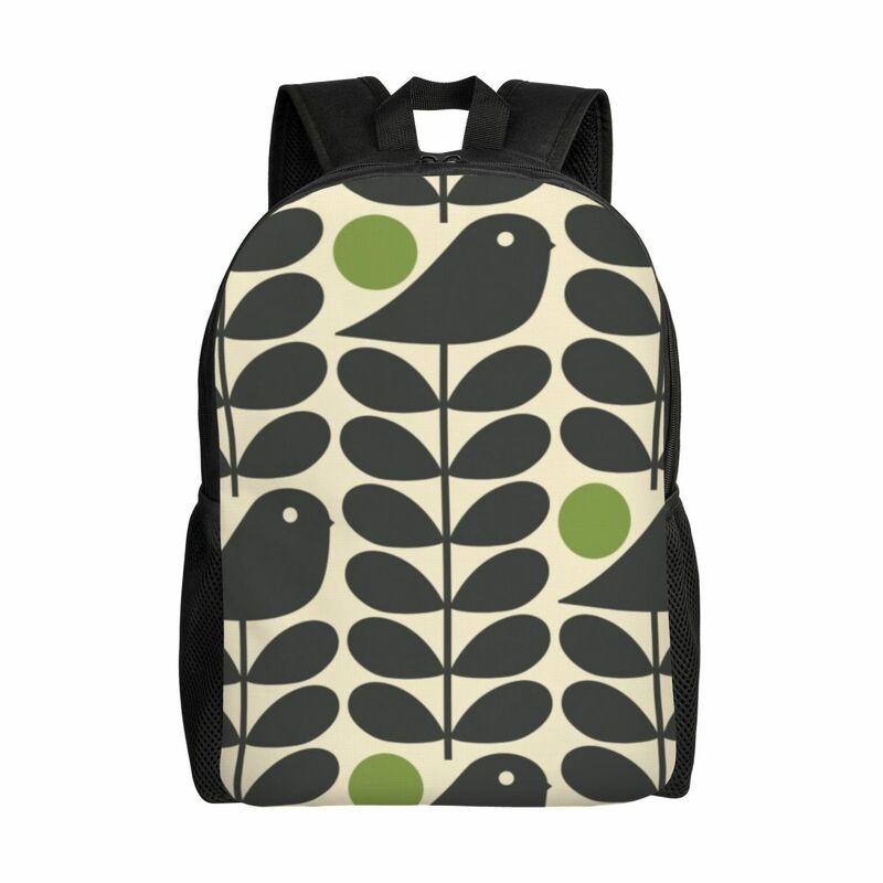 Orla Kiely Dark Color Travel Backpack School Laptop Bookbag Scandinavian Flower Scandi Retro College Student Daypack Bags
