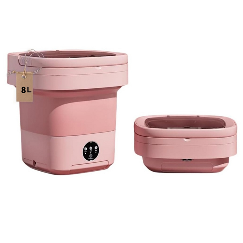 Portable Washing Machine,Mini Washer, Capacity Foldable Washer.Deep Cleaning of Underwear, Clothes Pink US Plug