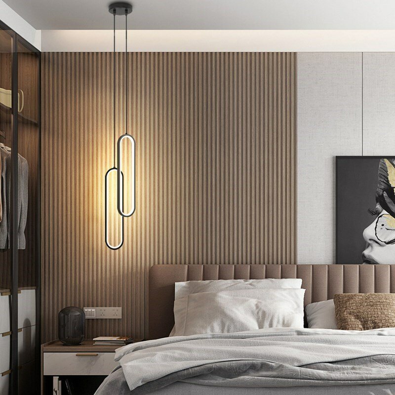 Lampu Gantung LED Minimalis Modern untuk Kamar Tidur Restoran Ruang Tamu Lampu Gantung Emas Hitam Dekorasi Kilau