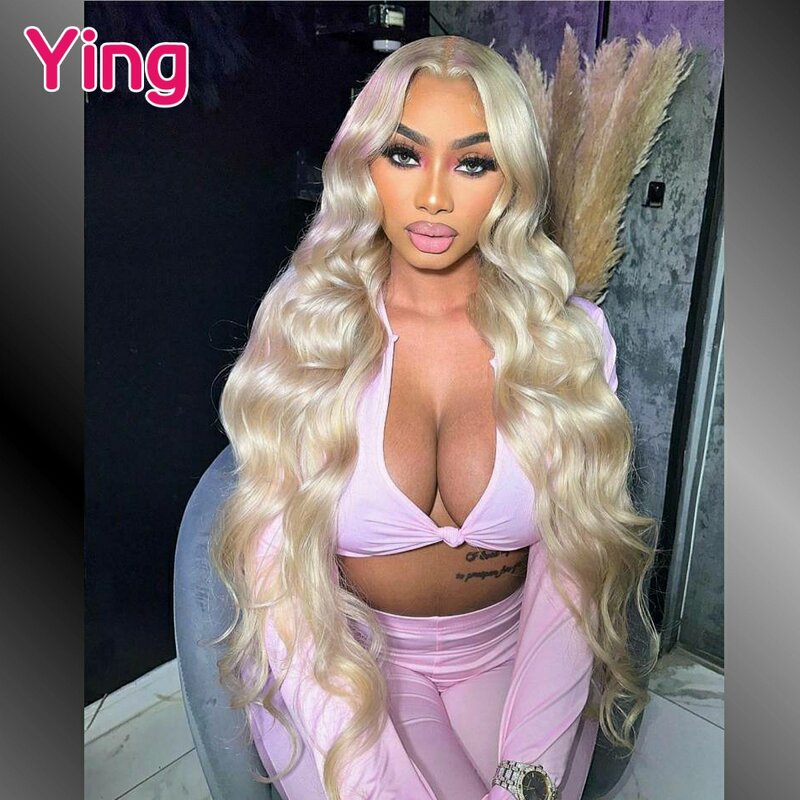Ying 200% Wig tubuh warna ungu Omber 13x6 Wig depan renda transparan 13x4 Wig depan renda pra pencabutan dengan rambut bayi