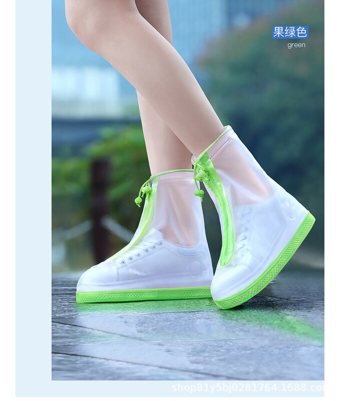 여성용 방수 실리콘 미끄럼 방지 두꺼운 내구성 보호 신발 커버, 비 오는 패션